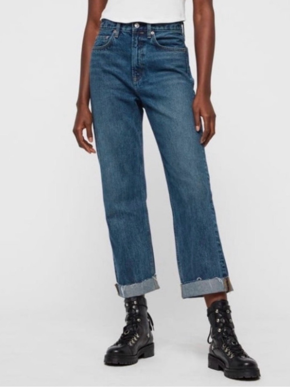 All Saints sz 27 Mari High-Rise Boyfriend Jeans Blue Allsaints